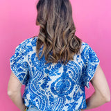 Paisley Pleated Sleeve Top