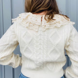 Cream Ruffle Lace Sweater