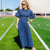 Navy Poplin Maxi Dress