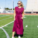 Burgundy Pleated Dress