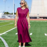Burgundy Pleated Dress