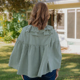 Olive Check Cape Top