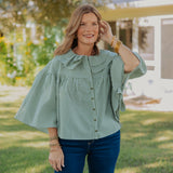 Olive Check Cape Top