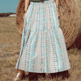 French Multi Floral Maxi Skirt