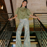 Micah Wide Leg Jean Sea Glass Garden