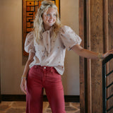 Fiona Wide Leg Jean Tibetan Red
