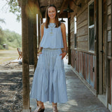 Blue Stripe Maxi Skirt