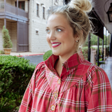 Avie Pink Plaid Top