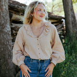 Brick Ruffle Plaid Top