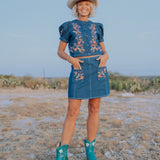 Coco Denim Embroidery Top