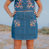 Marlo Denim Emb. Mini Skirt