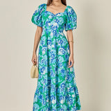 Blue / Green Floral Maxi Dress
