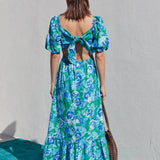 Blue / Green Floral Maxi Dress