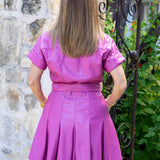 Magenta Faux Leather Mini Dress