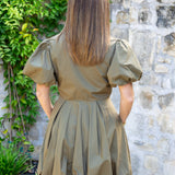 Olive Bubble Hem Shirt Mni Dress