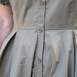 Olive Bubble Hem Shirt Mni Dress
