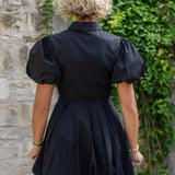 Blk Bubble Hem Shirt Mni Dress