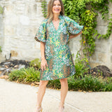 Green Botanical Mini Floral Dress