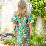 Green Botanical Mini Floral Dress