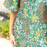 Green Botanical Mini Floral Dress