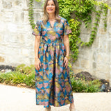 Green Jacquard Pattern Midi Dress