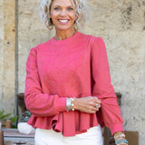 Coral Peplum Sweatshirt
