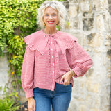 Red Gingham Poplin Top