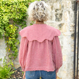 Red Gingham Poplin Top