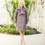 Green Floral Mini Dress w/Bow