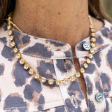 Leopard Denim Pleat Top