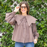 Stripe Peterpan Collar Top