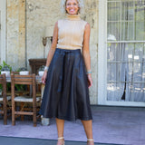 Chocolate Leather Midi Skirt