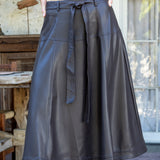 Chocolate Leather Midi Skirt