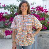 Lavender Floral Pleat Top