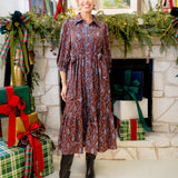 Chocolate & Blue Floral Maxi