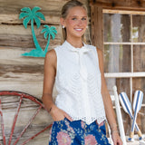 WHITE EYELET TIE TOP