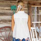 WHITE EYELET TIE TOP
