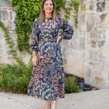 Navy Floral Long Sleeve Maxi