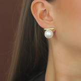 Gold Bar Pearl Stud