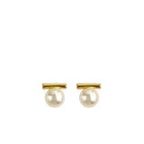 Gold Bar Pearl Stud