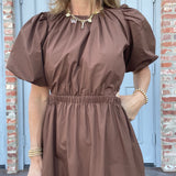 Chocolate Poplin Maxi Dress