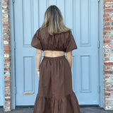 Chocolate Poplin Maxi Dress