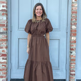 Chocolate Poplin Maxi Dress