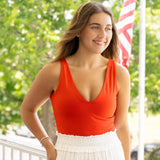Red Vneck Bodysuit
