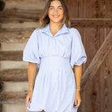 Collared Blue Bubble Hem