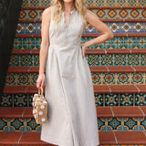 Linen Tie Maxi Dress