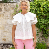 White Eyelet Tie Top