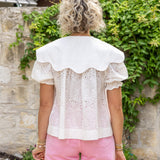 White Eyelet Tie Top