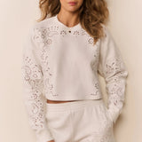 Abrah Bandana Eyelet Fleece Shorts