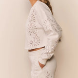 Abrah Bandana Eyelet Fleece Shorts